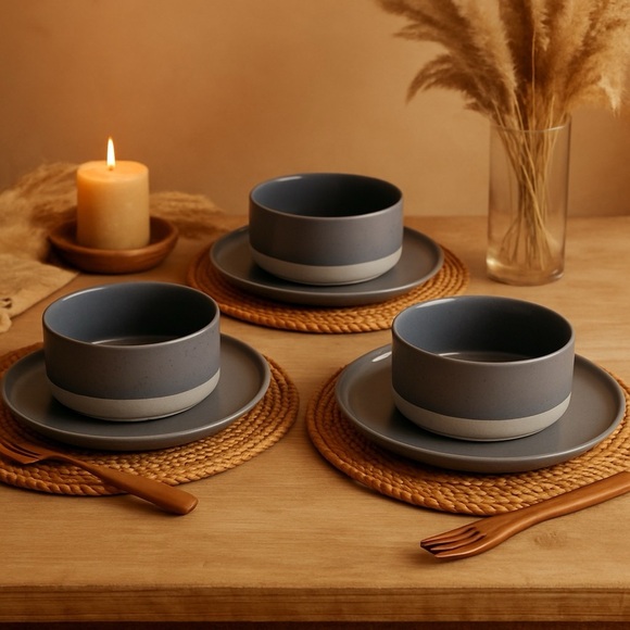 Our Place Speckled Grey Ceramic Bowls & Plates 3-Piece Set - Picture 1 of 7